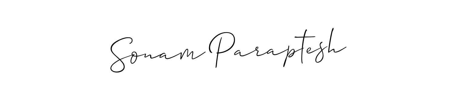 Create a beautiful signature design for name Sonam Paraptesh. With this signature (Allison_Script) fonts, you can make a handwritten signature for free. Sonam Paraptesh signature style 2 images and pictures png