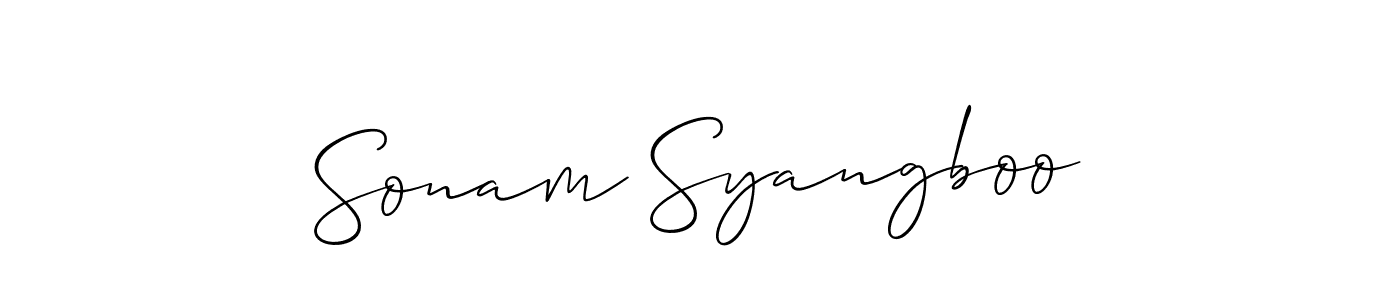 if you are searching for the best signature style for your name Sonam Syangboo. so please give up your signature search. here we have designed multiple signature styles  using Allison_Script. Sonam Syangboo signature style 2 images and pictures png