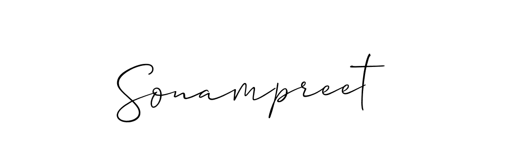 Use a signature maker to create a handwritten signature online. With this signature software, you can design (Allison_Script) your own signature for name Sonampreet. Sonampreet signature style 2 images and pictures png