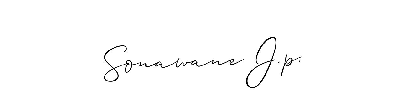 Allison_Script is a professional signature style that is perfect for those who want to add a touch of class to their signature. It is also a great choice for those who want to make their signature more unique. Get Sonawane J.p. name to fancy signature for free. Sonawane J.p. signature style 2 images and pictures png