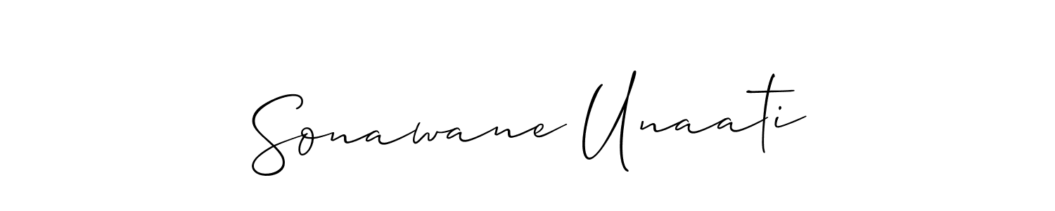 Allison_Script is a professional signature style that is perfect for those who want to add a touch of class to their signature. It is also a great choice for those who want to make their signature more unique. Get Sonawane Unaati name to fancy signature for free. Sonawane Unaati signature style 2 images and pictures png