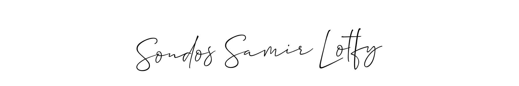 Make a beautiful signature design for name Sondos Samir Lotfy. With this signature (Allison_Script) style, you can create a handwritten signature for free. Sondos Samir Lotfy signature style 2 images and pictures png