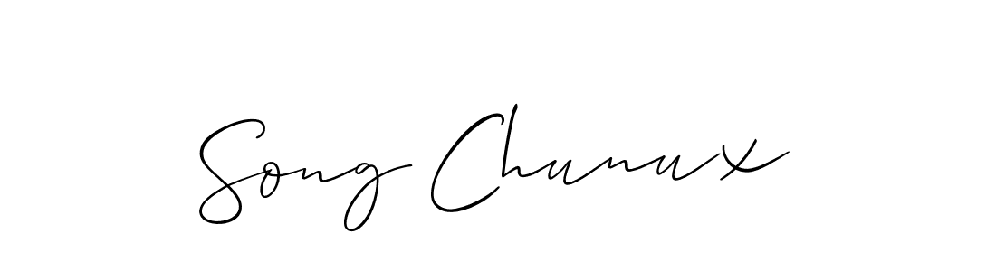 Also You can easily find your signature by using the search form. We will create Song Chunux name handwritten signature images for you free of cost using Allison_Script sign style. Song Chunux signature style 2 images and pictures png