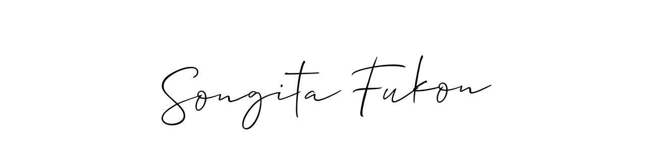Allison_Script is a professional signature style that is perfect for those who want to add a touch of class to their signature. It is also a great choice for those who want to make their signature more unique. Get Songita Fukon name to fancy signature for free. Songita Fukon signature style 2 images and pictures png
