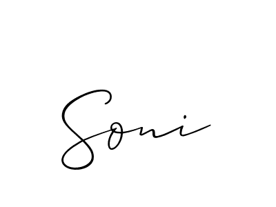 The best way (Allison_Script) to make a short signature is to pick only two or three words in your name. The name Soni include a total of six letters. For converting this name. Soni signature style 2 images and pictures png