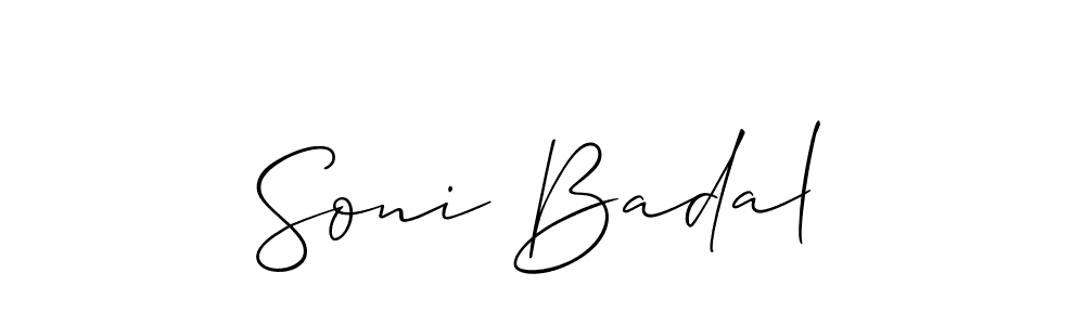 Use a signature maker to create a handwritten signature online. With this signature software, you can design (Allison_Script) your own signature for name Soni Badal. Soni Badal signature style 2 images and pictures png