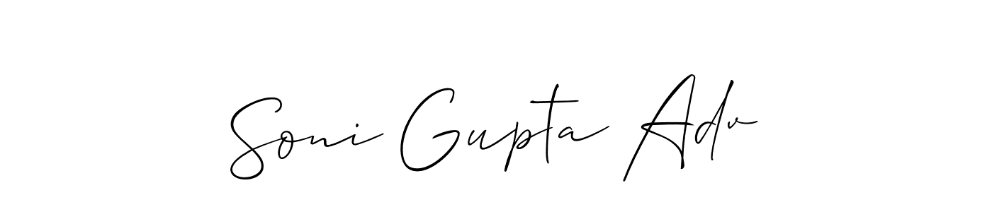 Create a beautiful signature design for name Soni Gupta Adv. With this signature (Allison_Script) fonts, you can make a handwritten signature for free. Soni Gupta Adv signature style 2 images and pictures png