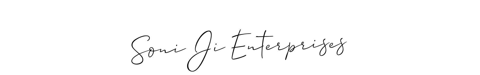 The best way (Allison_Script) to make a short signature is to pick only two or three words in your name. The name Soni Ji Enterprises include a total of six letters. For converting this name. Soni Ji Enterprises signature style 2 images and pictures png