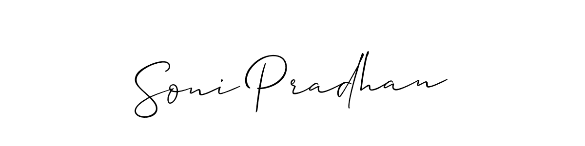 Design your own signature with our free online signature maker. With this signature software, you can create a handwritten (Allison_Script) signature for name Soni Pradhan. Soni Pradhan signature style 2 images and pictures png