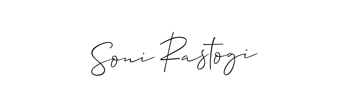 Create a beautiful signature design for name Soni Rastogi. With this signature (Allison_Script) fonts, you can make a handwritten signature for free. Soni Rastogi signature style 2 images and pictures png