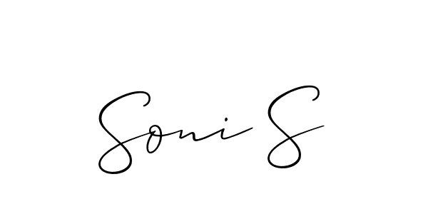 Also You can easily find your signature by using the search form. We will create Soni S name handwritten signature images for you free of cost using Allison_Script sign style. Soni S signature style 2 images and pictures png