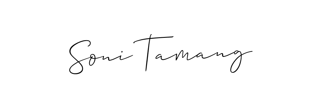 How to make Soni Tamang signature? Allison_Script is a professional autograph style. Create handwritten signature for Soni Tamang name. Soni Tamang signature style 2 images and pictures png