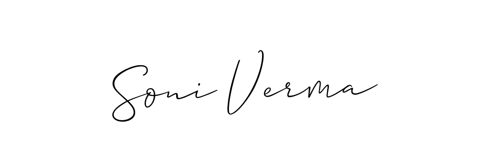 It looks lik you need a new signature style for name Soni Verma. Design unique handwritten (Allison_Script) signature with our free signature maker in just a few clicks. Soni Verma signature style 2 images and pictures png