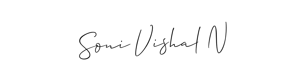 Create a beautiful signature design for name Soni Vishal N. With this signature (Allison_Script) fonts, you can make a handwritten signature for free. Soni Vishal N signature style 2 images and pictures png