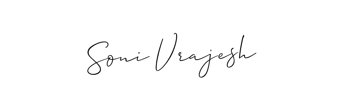 Create a beautiful signature design for name Soni Vrajesh. With this signature (Allison_Script) fonts, you can make a handwritten signature for free. Soni Vrajesh signature style 2 images and pictures png
