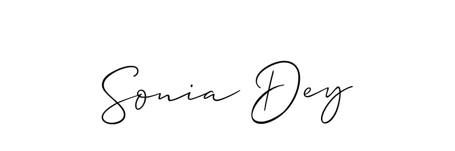 Make a beautiful signature design for name Sonia Dey. With this signature (Allison_Script) style, you can create a handwritten signature for free. Sonia Dey signature style 2 images and pictures png