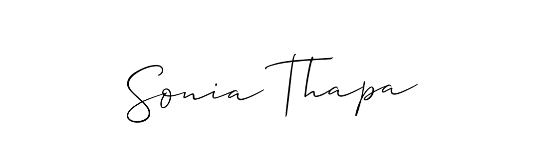 Make a short Sonia Thapa signature style. Manage your documents anywhere anytime using Allison_Script. Create and add eSignatures, submit forms, share and send files easily. Sonia Thapa signature style 2 images and pictures png