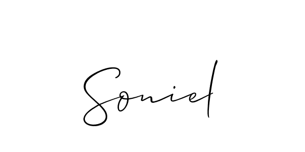 Allison_Script is a professional signature style that is perfect for those who want to add a touch of class to their signature. It is also a great choice for those who want to make their signature more unique. Get Soniel name to fancy signature for free. Soniel signature style 2 images and pictures png