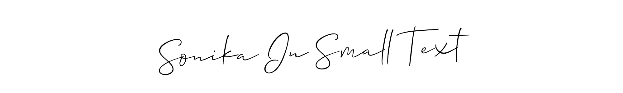 if you are searching for the best signature style for your name Sonika In Small Text. so please give up your signature search. here we have designed multiple signature styles  using Allison_Script. Sonika In Small Text signature style 2 images and pictures png