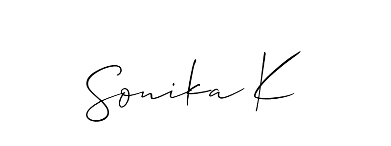 Design your own signature with our free online signature maker. With this signature software, you can create a handwritten (Allison_Script) signature for name Sonika K. Sonika K signature style 2 images and pictures png