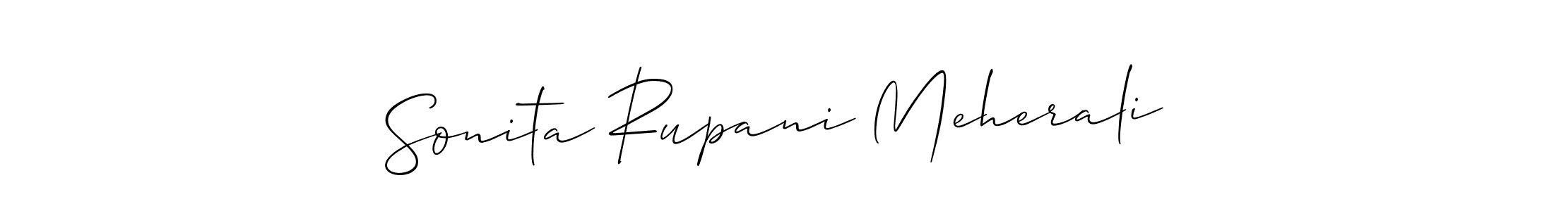 if you are searching for the best signature style for your name Sonita Rupani Meherali. so please give up your signature search. here we have designed multiple signature styles  using Allison_Script. Sonita Rupani Meherali signature style 2 images and pictures png
