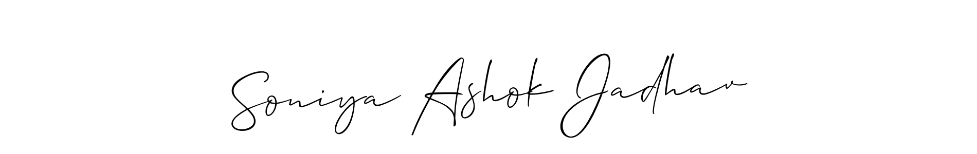 You should practise on your own different ways (Allison_Script) to write your name (Soniya Ashok Jadhav) in signature. don't let someone else do it for you. Soniya Ashok Jadhav signature style 2 images and pictures png