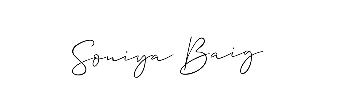 Design your own signature with our free online signature maker. With this signature software, you can create a handwritten (Allison_Script) signature for name Soniya Baig. Soniya Baig signature style 2 images and pictures png