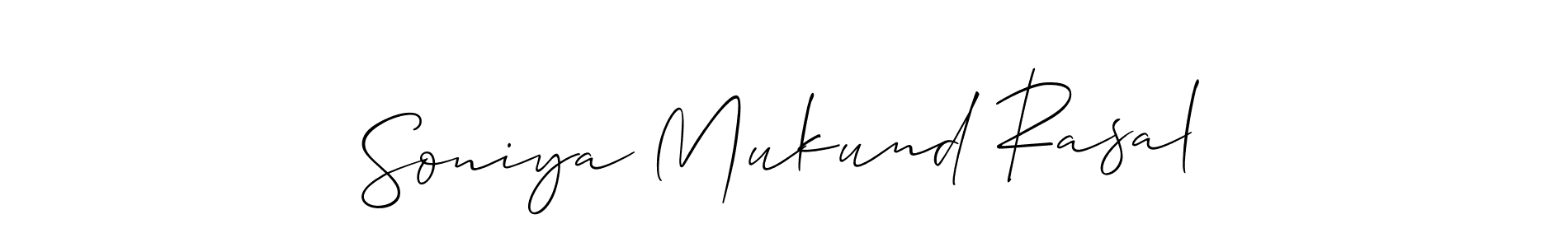 Use a signature maker to create a handwritten signature online. With this signature software, you can design (Allison_Script) your own signature for name Soniya Mukund Rasal. Soniya Mukund Rasal signature style 2 images and pictures png