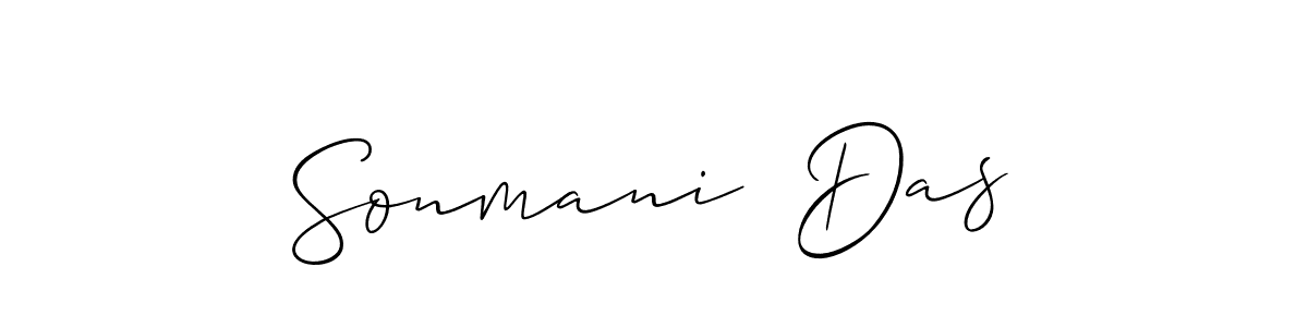 The best way (Allison_Script) to make a short signature is to pick only two or three words in your name. The name Sonmani  Das include a total of six letters. For converting this name. Sonmani  Das signature style 2 images and pictures png