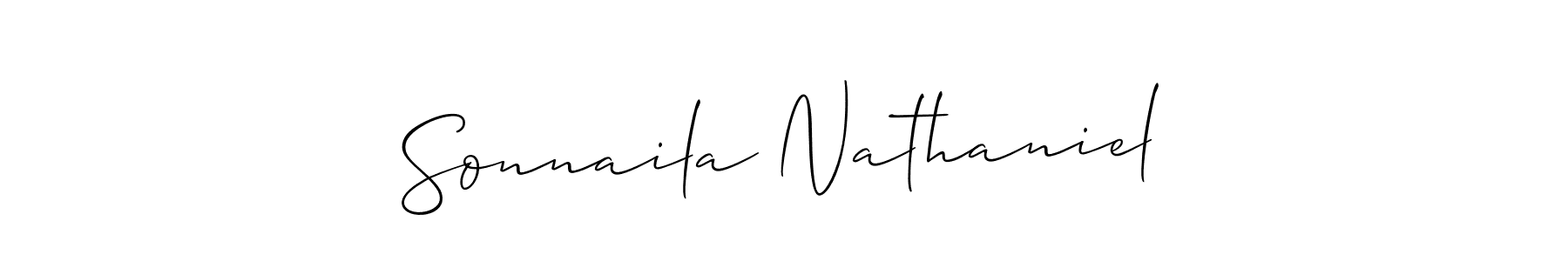 Allison_Script is a professional signature style that is perfect for those who want to add a touch of class to their signature. It is also a great choice for those who want to make their signature more unique. Get Sonnaila Nathaniel name to fancy signature for free. Sonnaila Nathaniel signature style 2 images and pictures png