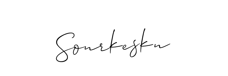 The best way (Allison_Script) to make a short signature is to pick only two or three words in your name. The name Sonrkeskn include a total of six letters. For converting this name. Sonrkeskn signature style 2 images and pictures png