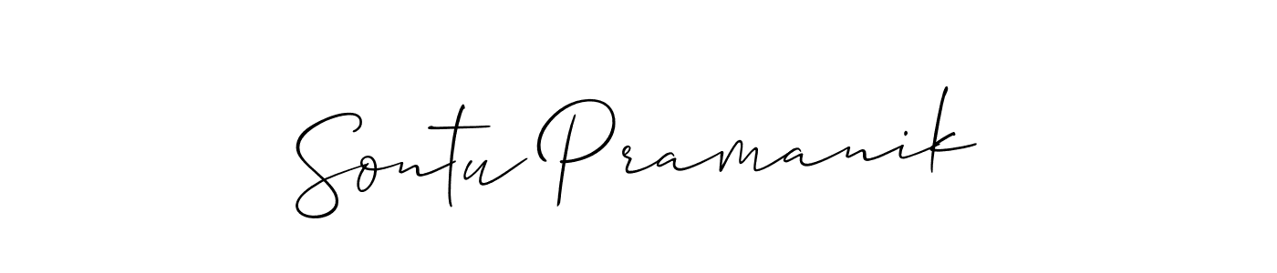 You should practise on your own different ways (Allison_Script) to write your name (Sontu Pramanik) in signature. don't let someone else do it for you. Sontu Pramanik signature style 2 images and pictures png