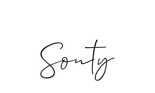 Make a beautiful signature design for name Sonty. With this signature (Allison_Script) style, you can create a handwritten signature for free. Sonty signature style 2 images and pictures png