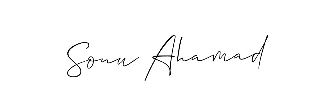 The best way (Allison_Script) to make a short signature is to pick only two or three words in your name. The name Sonu Ahamad include a total of six letters. For converting this name. Sonu Ahamad signature style 2 images and pictures png