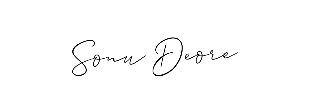 Allison_Script is a professional signature style that is perfect for those who want to add a touch of class to their signature. It is also a great choice for those who want to make their signature more unique. Get Sonu Deore name to fancy signature for free. Sonu Deore signature style 2 images and pictures png