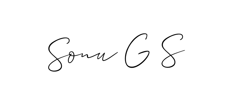 Allison_Script is a professional signature style that is perfect for those who want to add a touch of class to their signature. It is also a great choice for those who want to make their signature more unique. Get Sonu G S name to fancy signature for free. Sonu G S signature style 2 images and pictures png