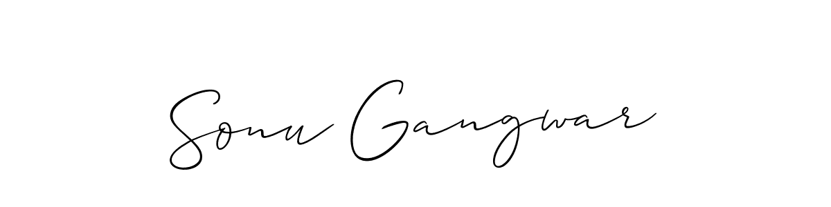 Make a beautiful signature design for name Sonu Gangwar. With this signature (Allison_Script) style, you can create a handwritten signature for free. Sonu Gangwar signature style 2 images and pictures png