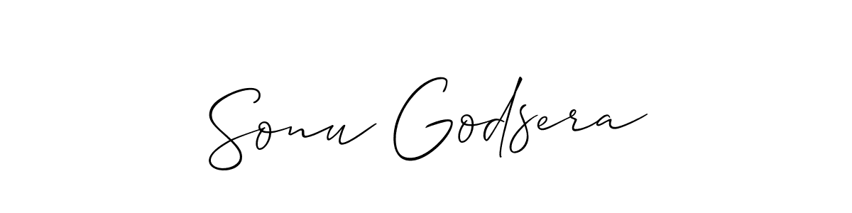 How to make Sonu Godsera name signature. Use Allison_Script style for creating short signs online. This is the latest handwritten sign. Sonu Godsera signature style 2 images and pictures png