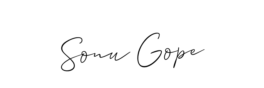 How to make Sonu Gope signature? Allison_Script is a professional autograph style. Create handwritten signature for Sonu Gope name. Sonu Gope signature style 2 images and pictures png
