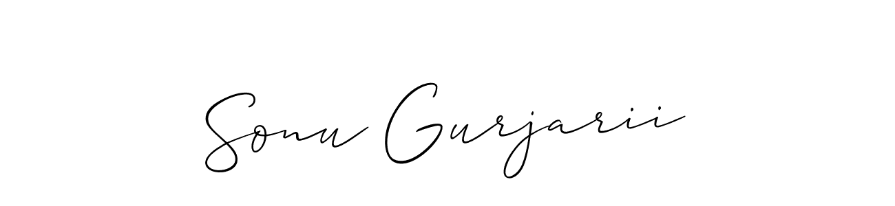 How to make Sonu Gurjarii signature? Allison_Script is a professional autograph style. Create handwritten signature for Sonu Gurjarii name. Sonu Gurjarii signature style 2 images and pictures png