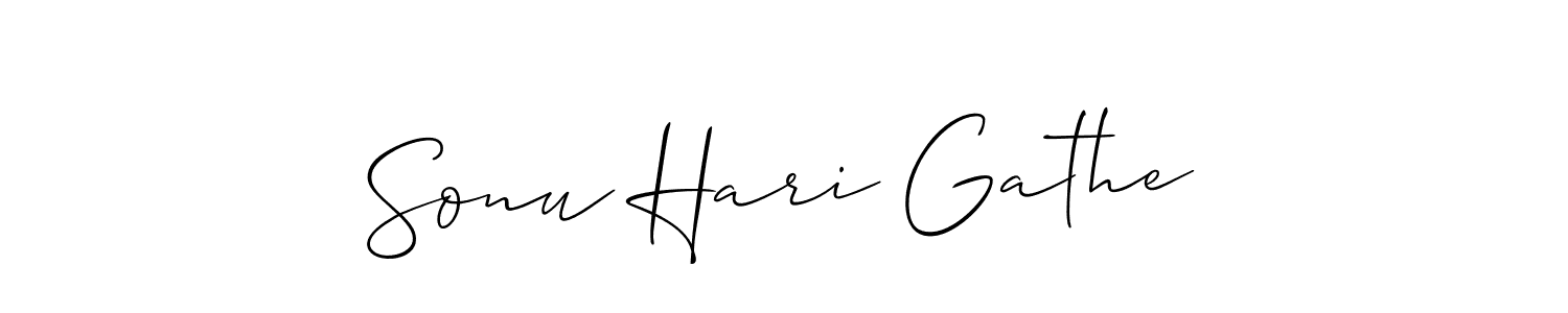 This is the best signature style for the Sonu Hari Gathe name. Also you like these signature font (Allison_Script). Mix name signature. Sonu Hari Gathe signature style 2 images and pictures png