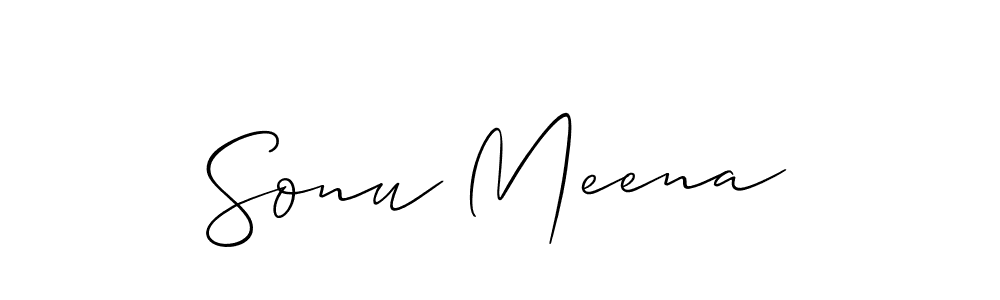 How to make Sonu Meena name signature. Use Allison_Script style for creating short signs online. This is the latest handwritten sign. Sonu Meena signature style 2 images and pictures png