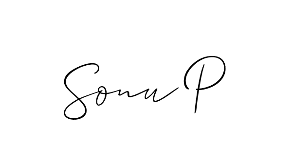 if you are searching for the best signature style for your name Sonu P. so please give up your signature search. here we have designed multiple signature styles  using Allison_Script. Sonu P signature style 2 images and pictures png