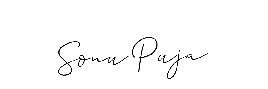 Create a beautiful signature design for name Sonu Puja. With this signature (Allison_Script) fonts, you can make a handwritten signature for free. Sonu Puja signature style 2 images and pictures png