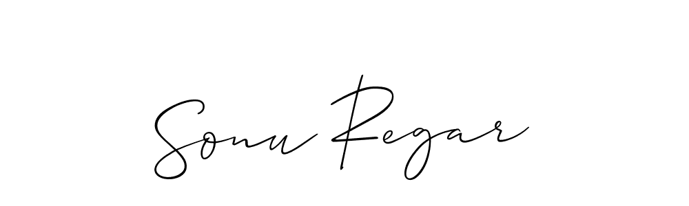 Also we have Sonu Regar name is the best signature style. Create professional handwritten signature collection using Allison_Script autograph style. Sonu Regar signature style 2 images and pictures png