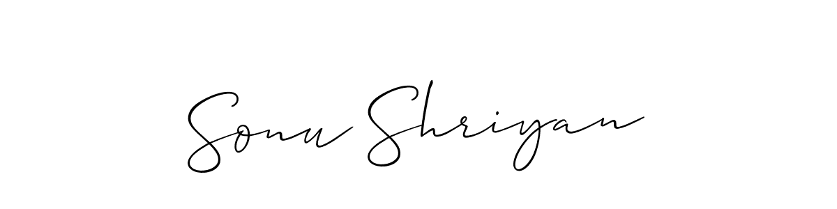 How to make Sonu Shriyan name signature. Use Allison_Script style for creating short signs online. This is the latest handwritten sign. Sonu Shriyan signature style 2 images and pictures png