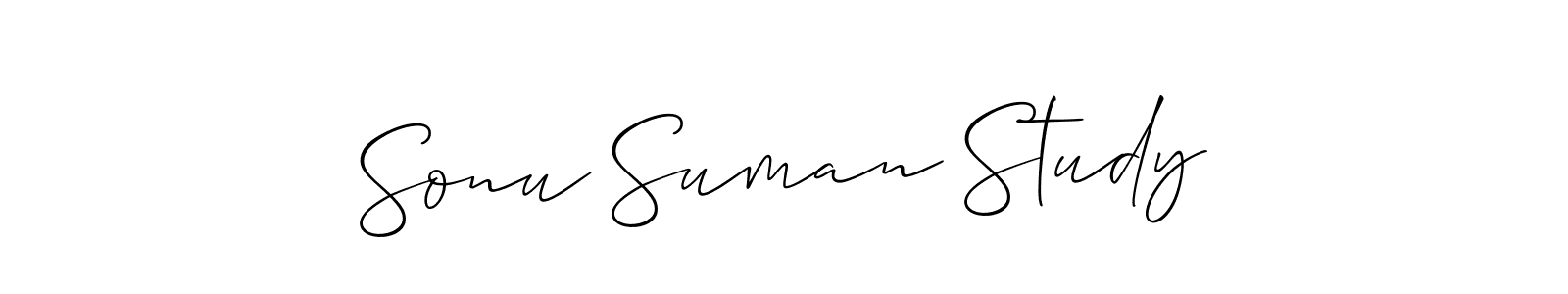 Allison_Script is a professional signature style that is perfect for those who want to add a touch of class to their signature. It is also a great choice for those who want to make their signature more unique. Get Sonu Suman Study name to fancy signature for free. Sonu Suman Study signature style 2 images and pictures png
