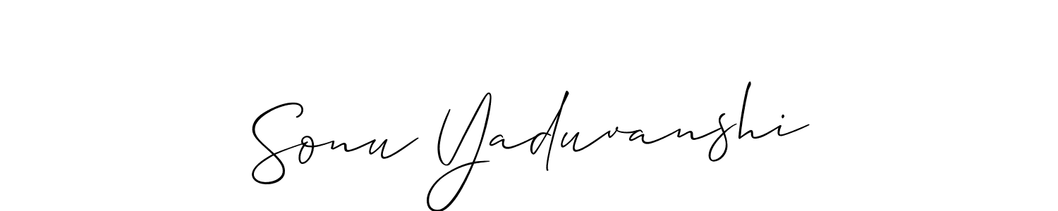 Also You can easily find your signature by using the search form. We will create Sonu Yaduvanshi name handwritten signature images for you free of cost using Allison_Script sign style. Sonu Yaduvanshi signature style 2 images and pictures png