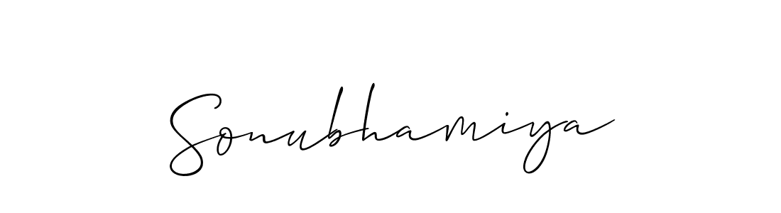 How to make Sonubhamiya signature? Allison_Script is a professional autograph style. Create handwritten signature for Sonubhamiya name. Sonubhamiya signature style 2 images and pictures png