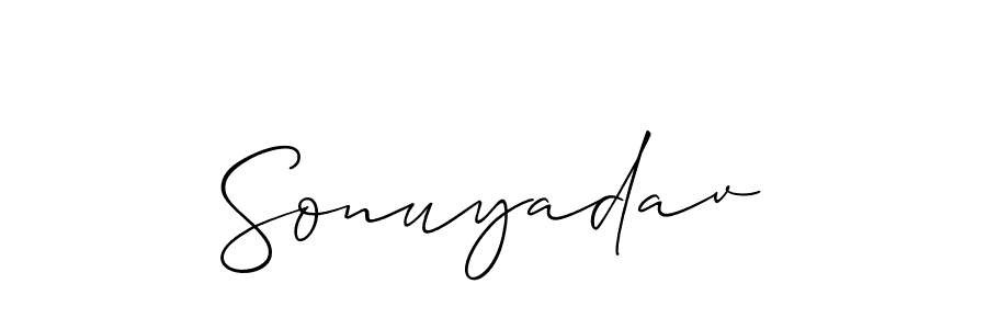 How to make Sonuyadav name signature. Use Allison_Script style for creating short signs online. This is the latest handwritten sign. Sonuyadav signature style 2 images and pictures png